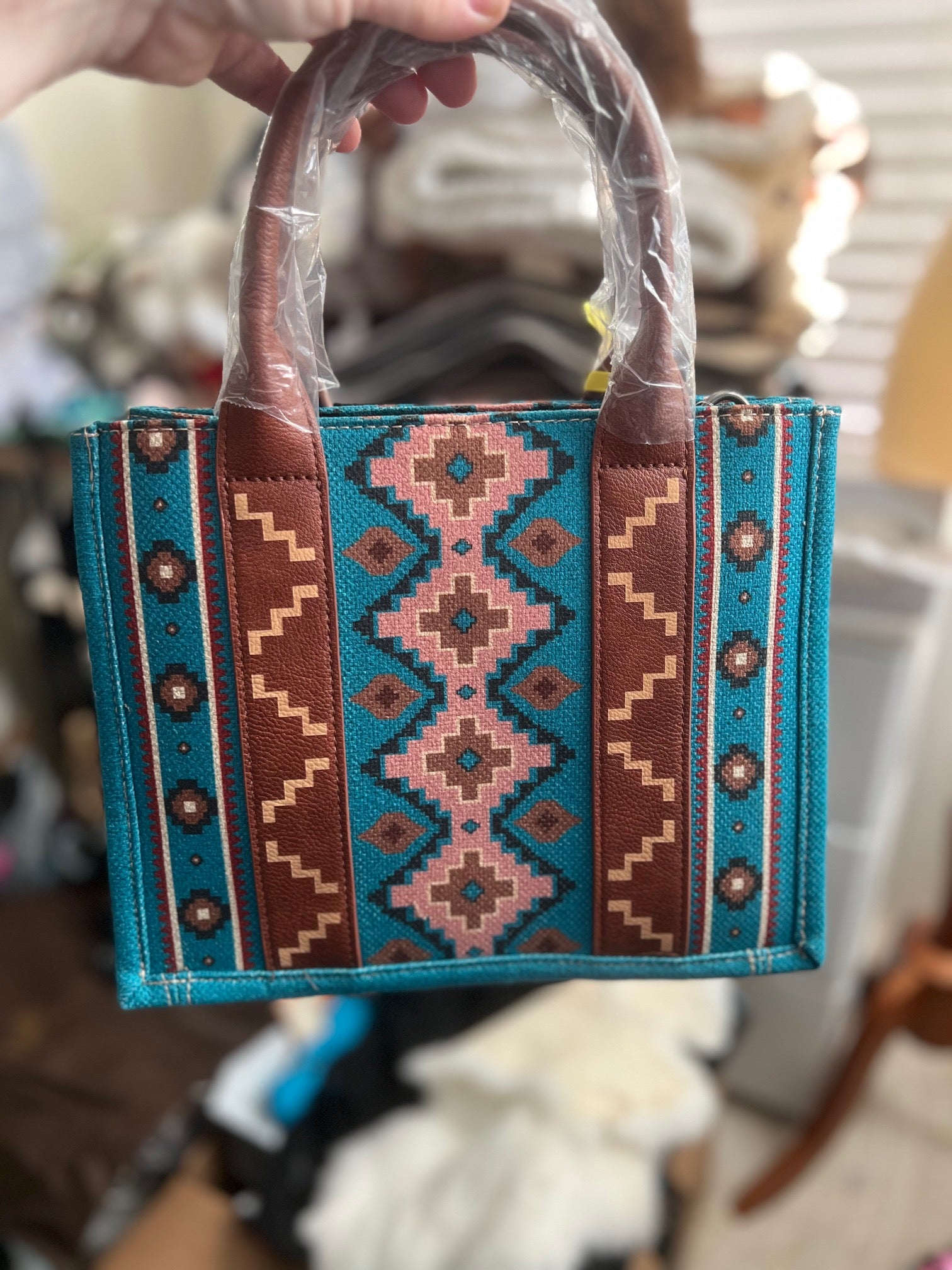 Wrangler Southwestern Print Small Canvas Tote/Crossbody Cedar Hill Country Market