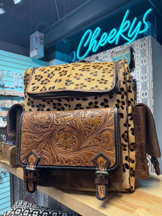 Leopard Frankie Western Handtooled HOH XLarge Backpack Cedar Hill Country Market