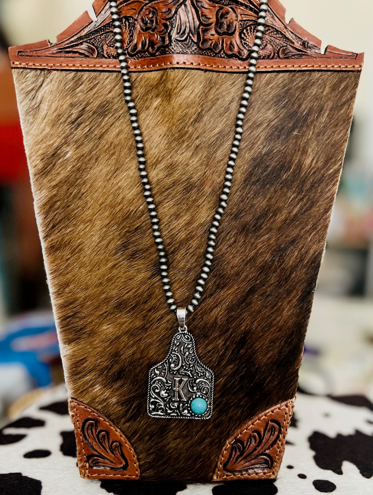 Cow Tag Faux Navajo Necklace Cedar Hill Country Market