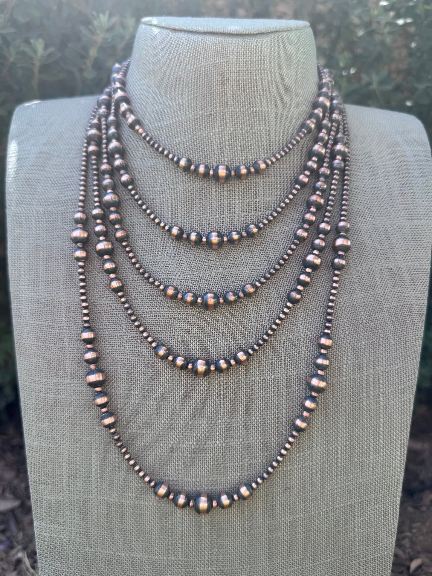 Handcrafted Copper 3-8mm Beaded Necklace Nizhoni Traders LLC