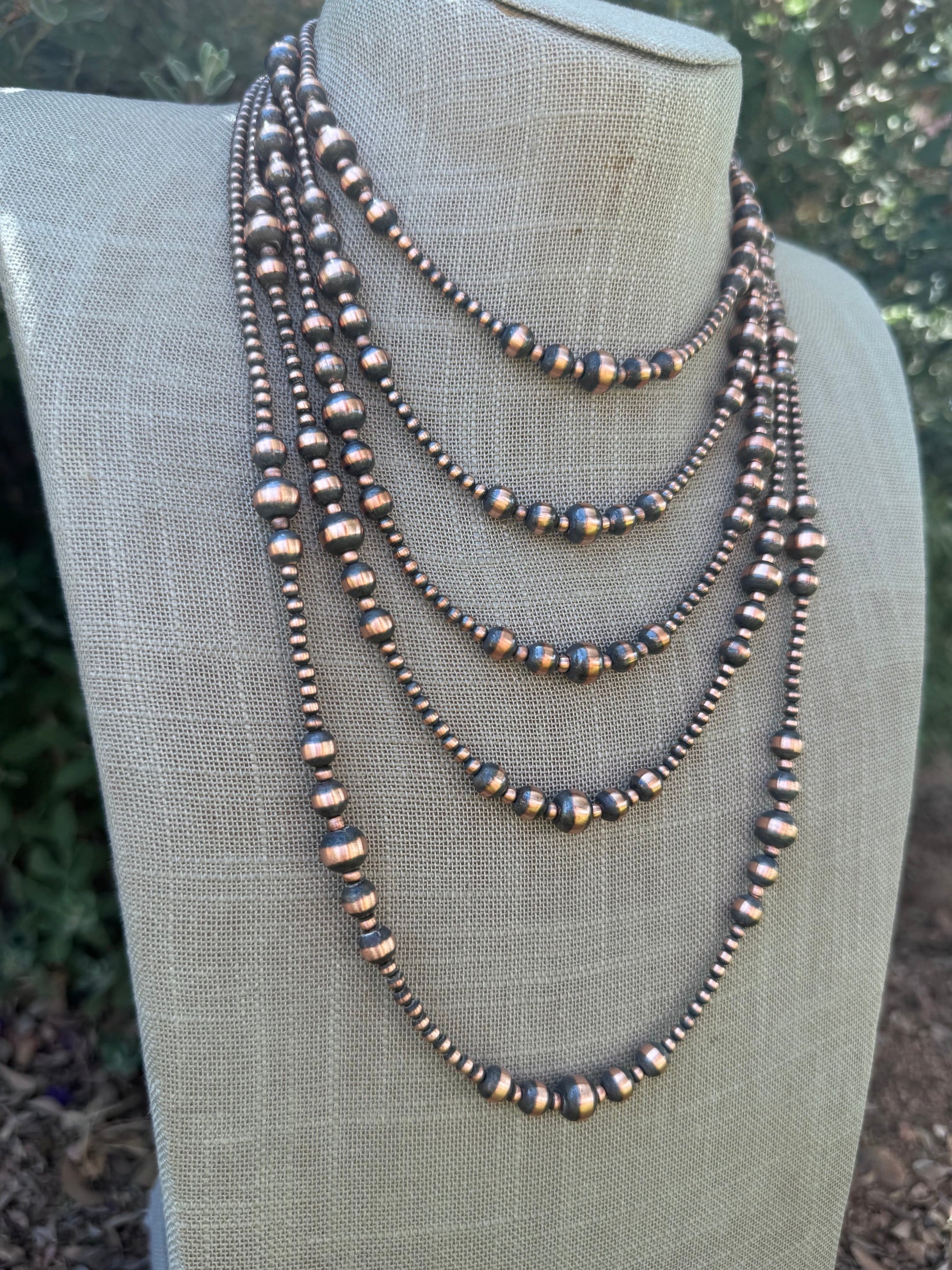 Handcrafted Copper 3-8mm Beaded Necklace Nizhoni Traders LLC