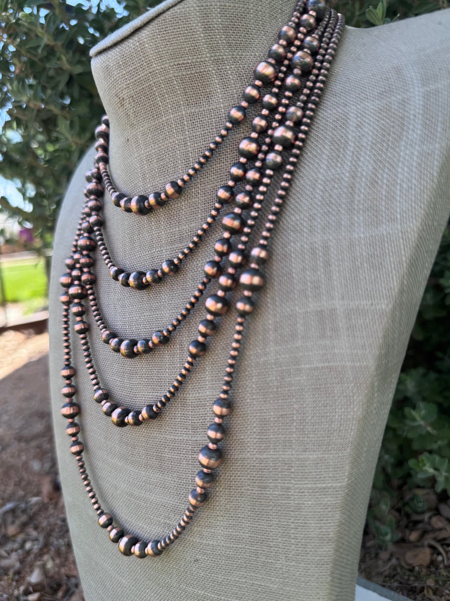 Handcrafted Copper 3-8mm Beaded Necklace Nizhoni Traders LLC
