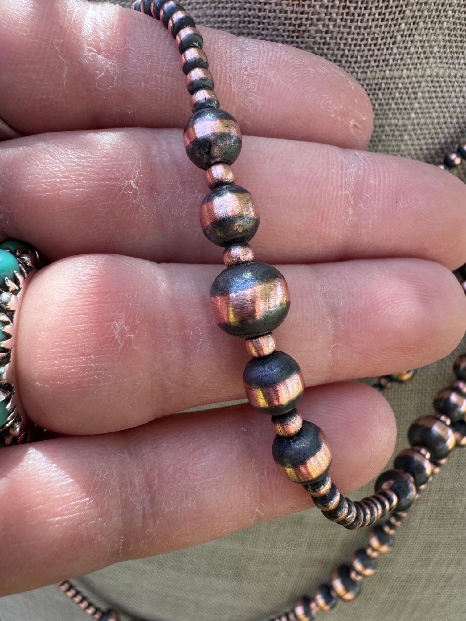 Handcrafted Copper 3-8mm Beaded Necklace Nizhoni Traders LLC