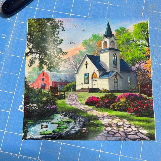 Church of the Valley Quilt Block - Sublimation Polyester Quilt Blocks Cedar Hill Country Market