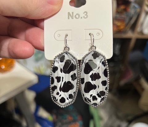 Black and White Cow Print Earring Dangles Cedar Hill Country Market