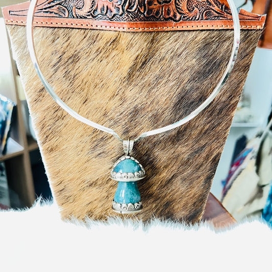 Genuine Turquoise Mushroom Pendant Cedar Hill Country Market