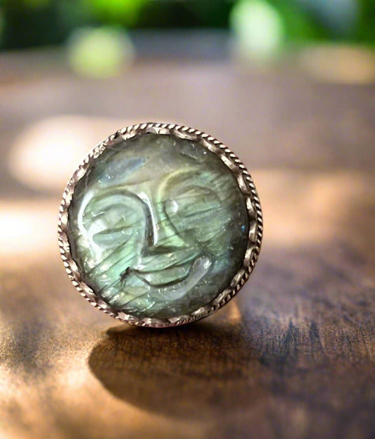 Labradorite Moon Ring - Adjustable Cedar Hill Country Market