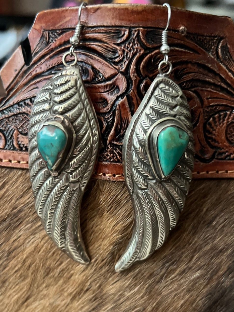 Ethereal Genuine Turquoise Wing Earrings Cedar Hill Country Market