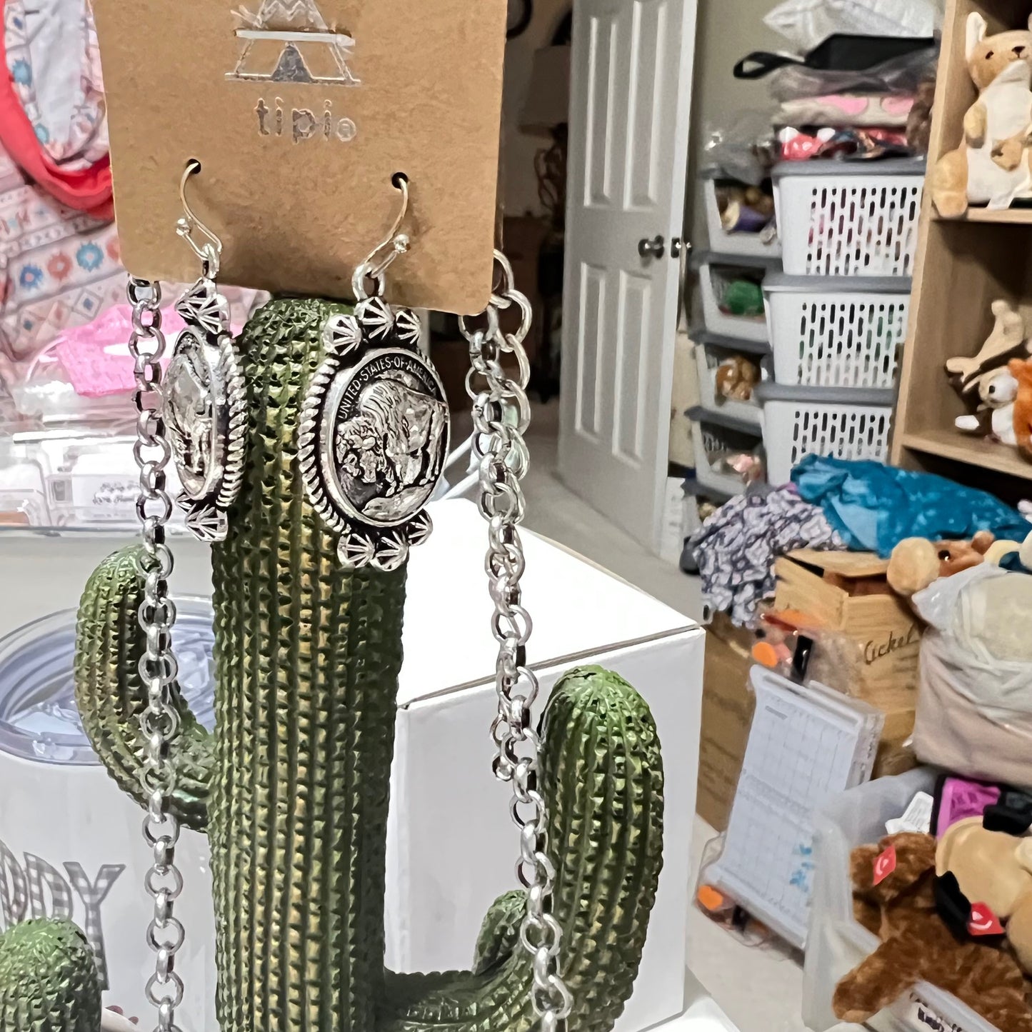 Buffalo Coin Necklace and Earrings - 30 inch Cedar Hill Country Market