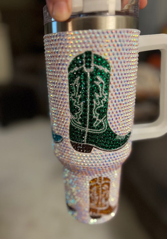 Queen of Sparkles Cowboy Boot Rhinestone Tumbler 40 oz Tumbler Cedar Hill Country Market