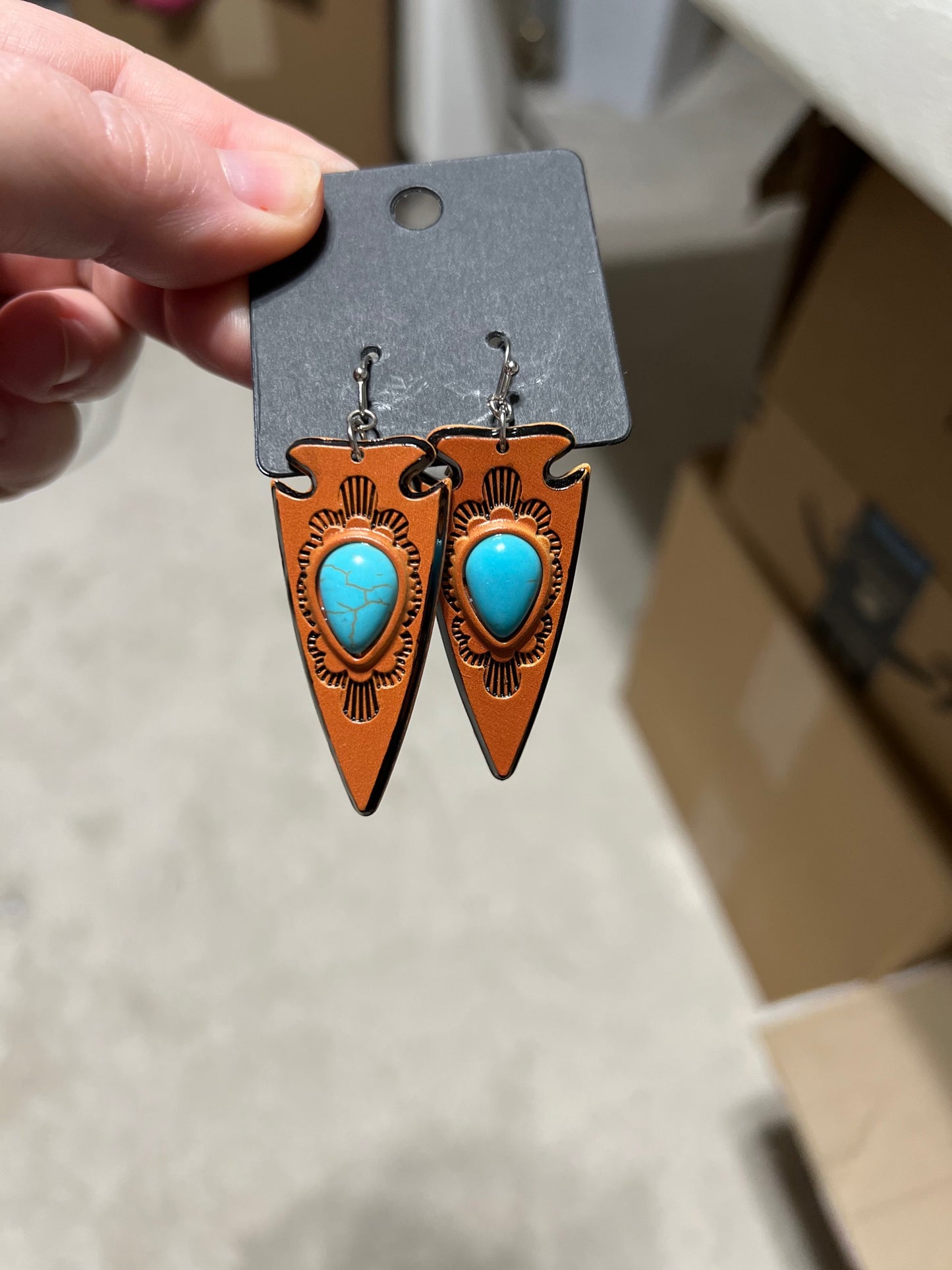 Arrowhead Turquoise Stone Earrings Cedar Hill Country Market