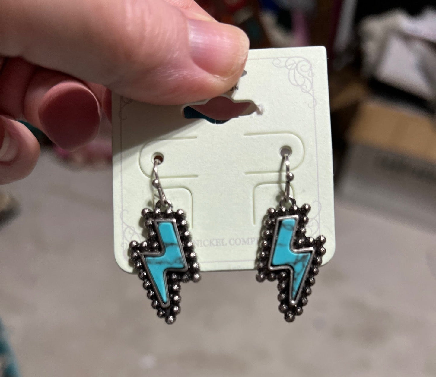 Turquoise Mini Lighting Bolt Earrings Cedar Hill Country Market