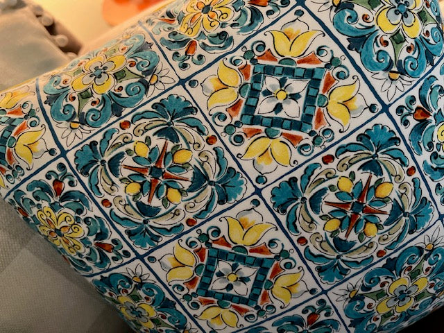 Mediterranean Turquoise and Yellow Tiled  Pillow Covers - Set of 2 (Copy) CedarHill Country Market