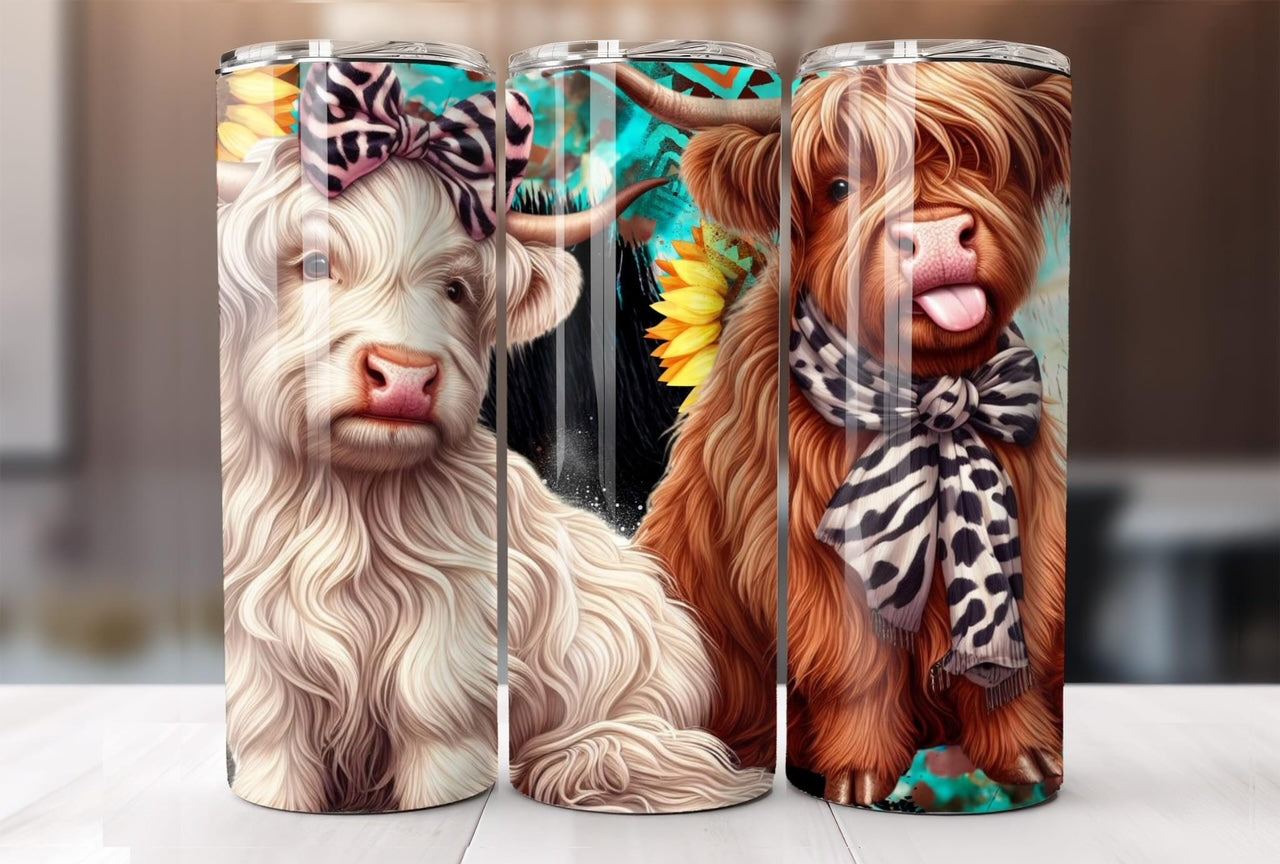 Perfect Pair Highland Cow 20 oz Stainless steel tumbler CedarHill Country Market
