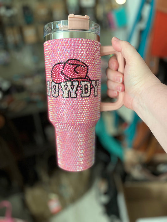 Pink Cowgirl HOWDY  40 oz Rhinestone Double Insulated Tumbler (Copy) Cedar Hill Country Market