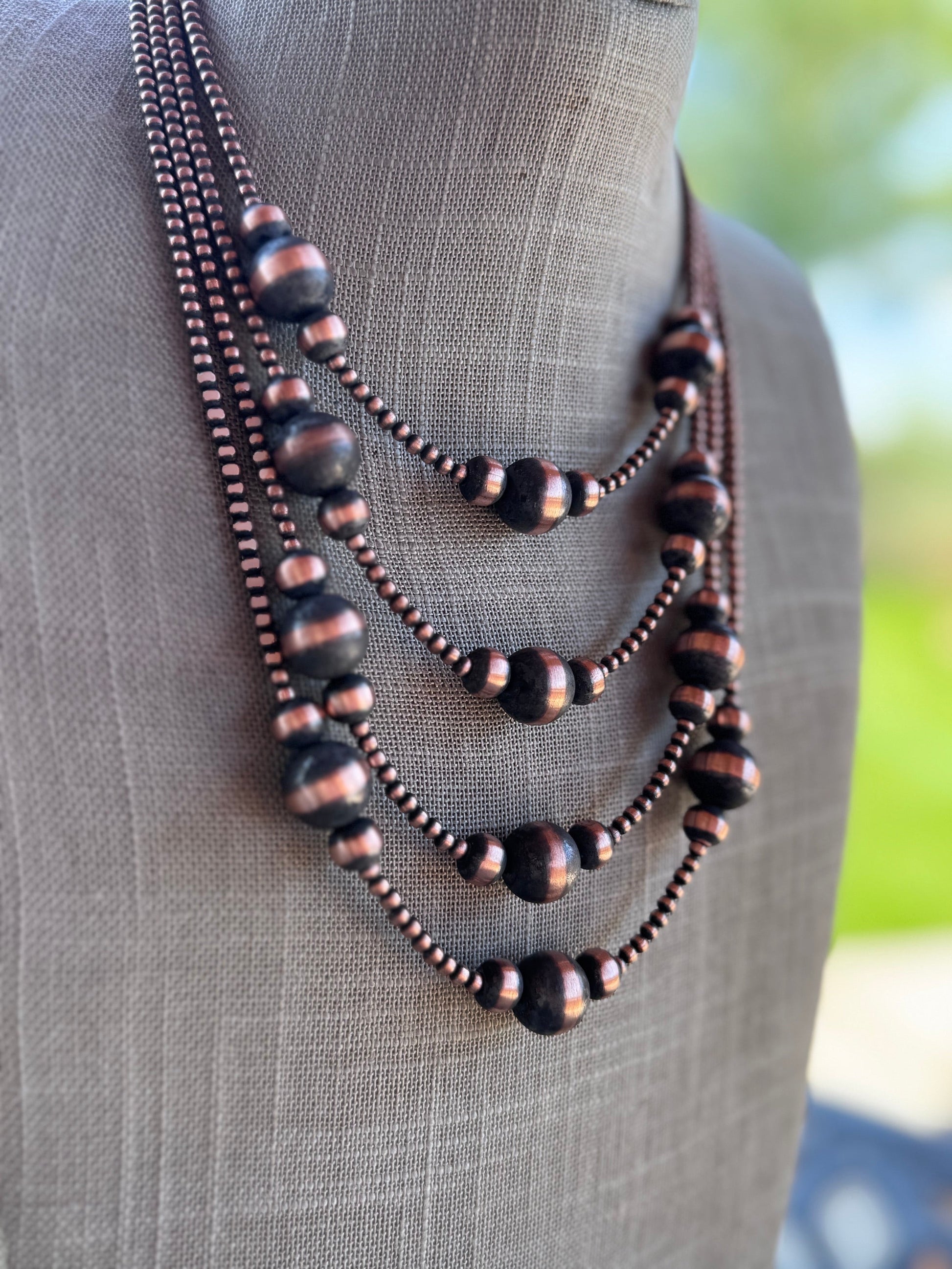 Handcrafted Copper 3-12mm Beaded Necklace Nizhoni Traders LLC