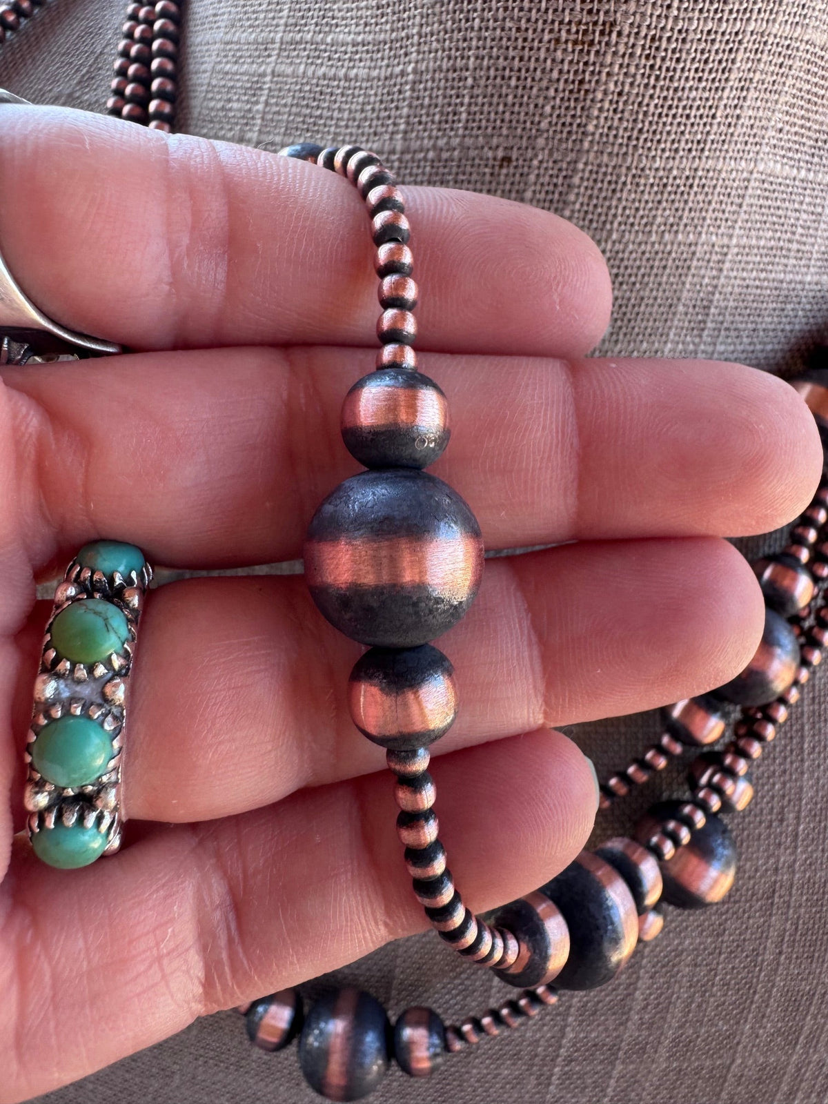 Handcrafted Copper 3-12mm Beaded Necklace Nizhoni Traders LLC