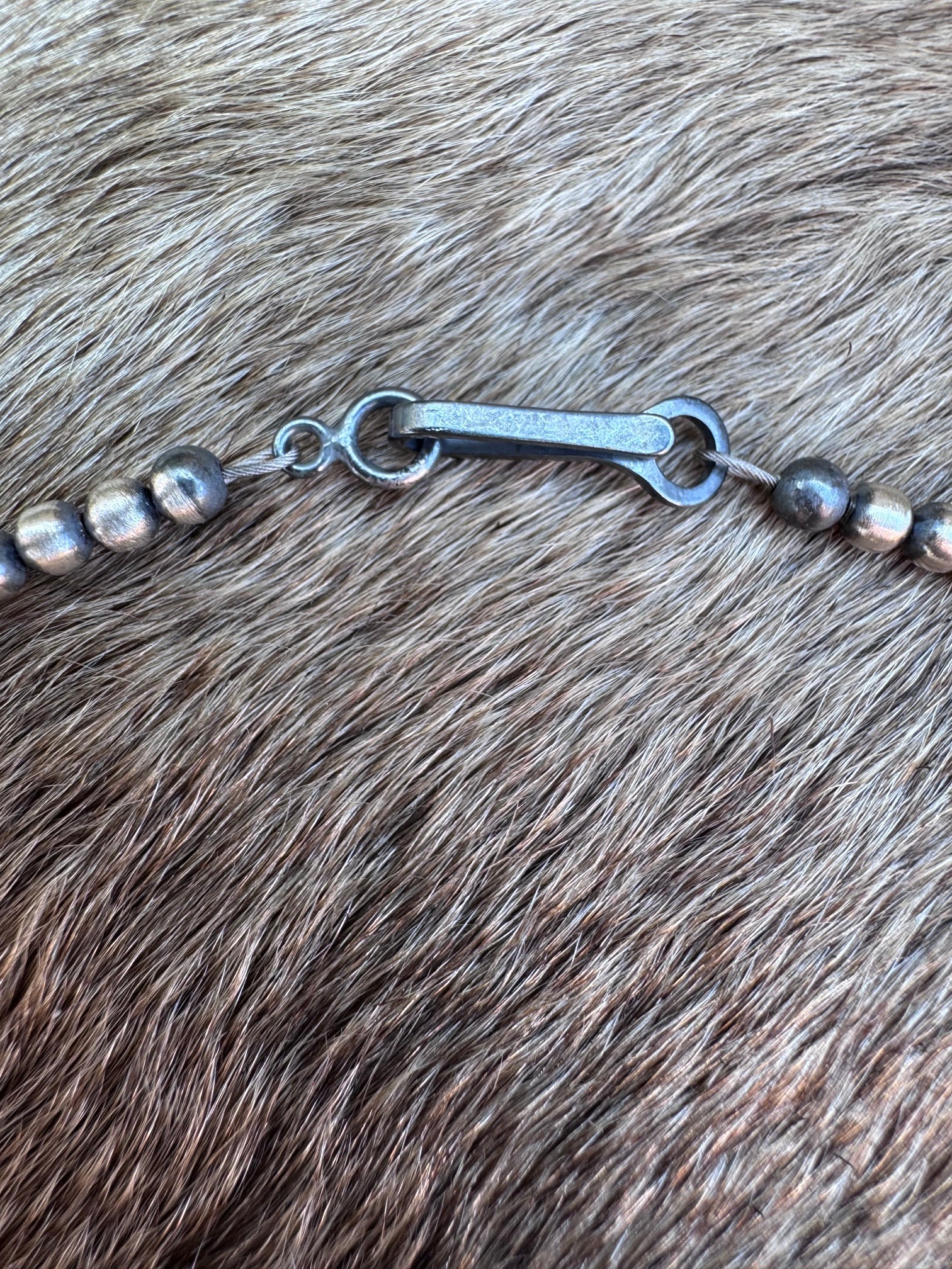Handcrafted Sterling Silver & Pillow Turquoise 3mm Beaded Necklace Nizhoni Traders LLC