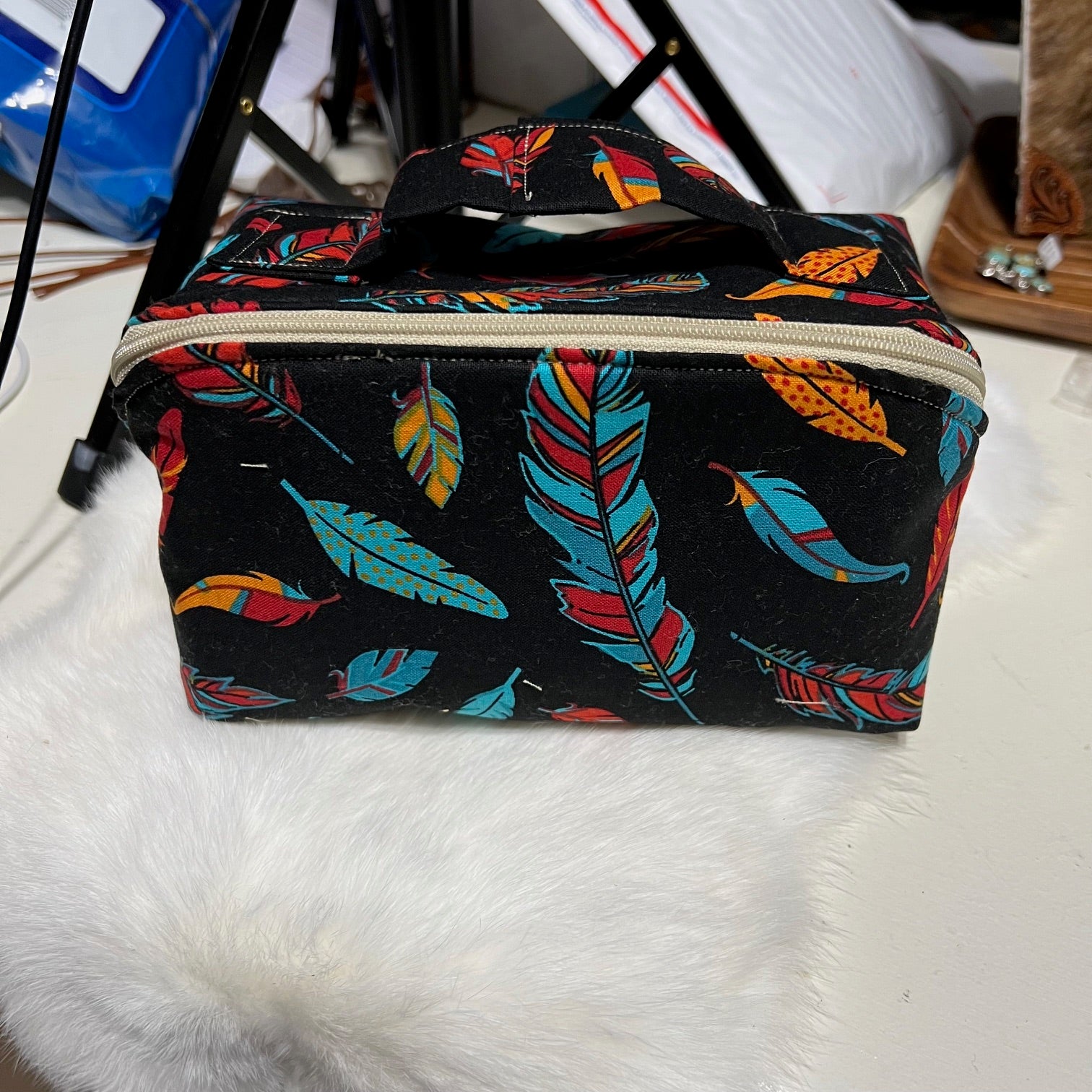 Feather Print - Makeup / Jewelry Storage Bag Cedar Hill Country Market