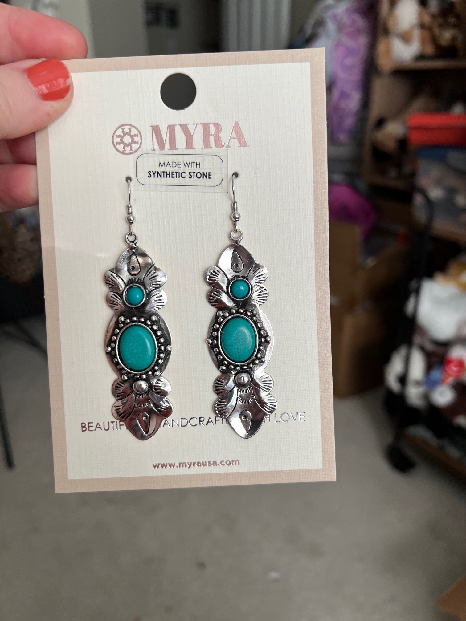 Myra Turquoise and Silver Earrings Cedar Hill Country Market