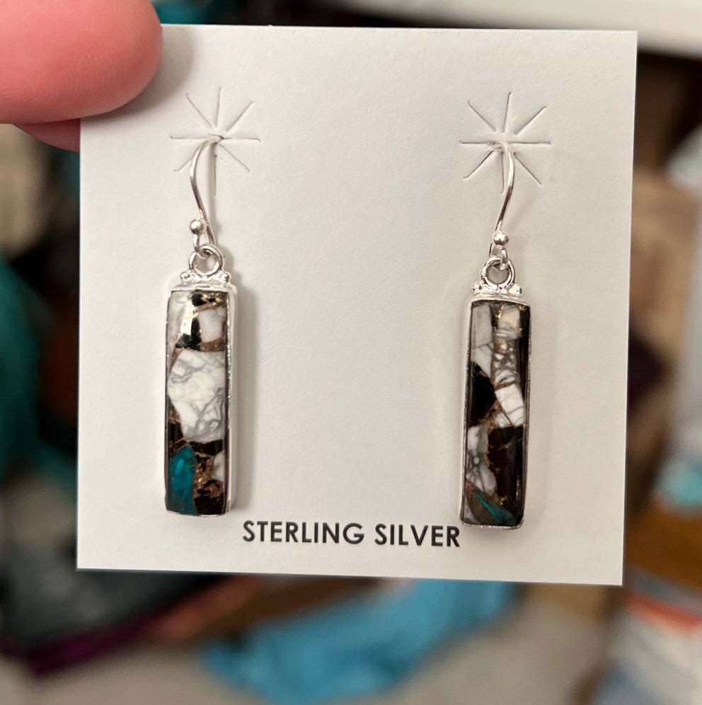 HaDa Collection White Buffalo Bar Earrings on Sterling Silver Cedar Hill Country Market