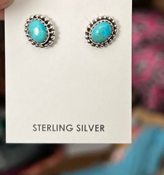 Genuine Turquoise Stud Earrings Cedar Hill Country Market