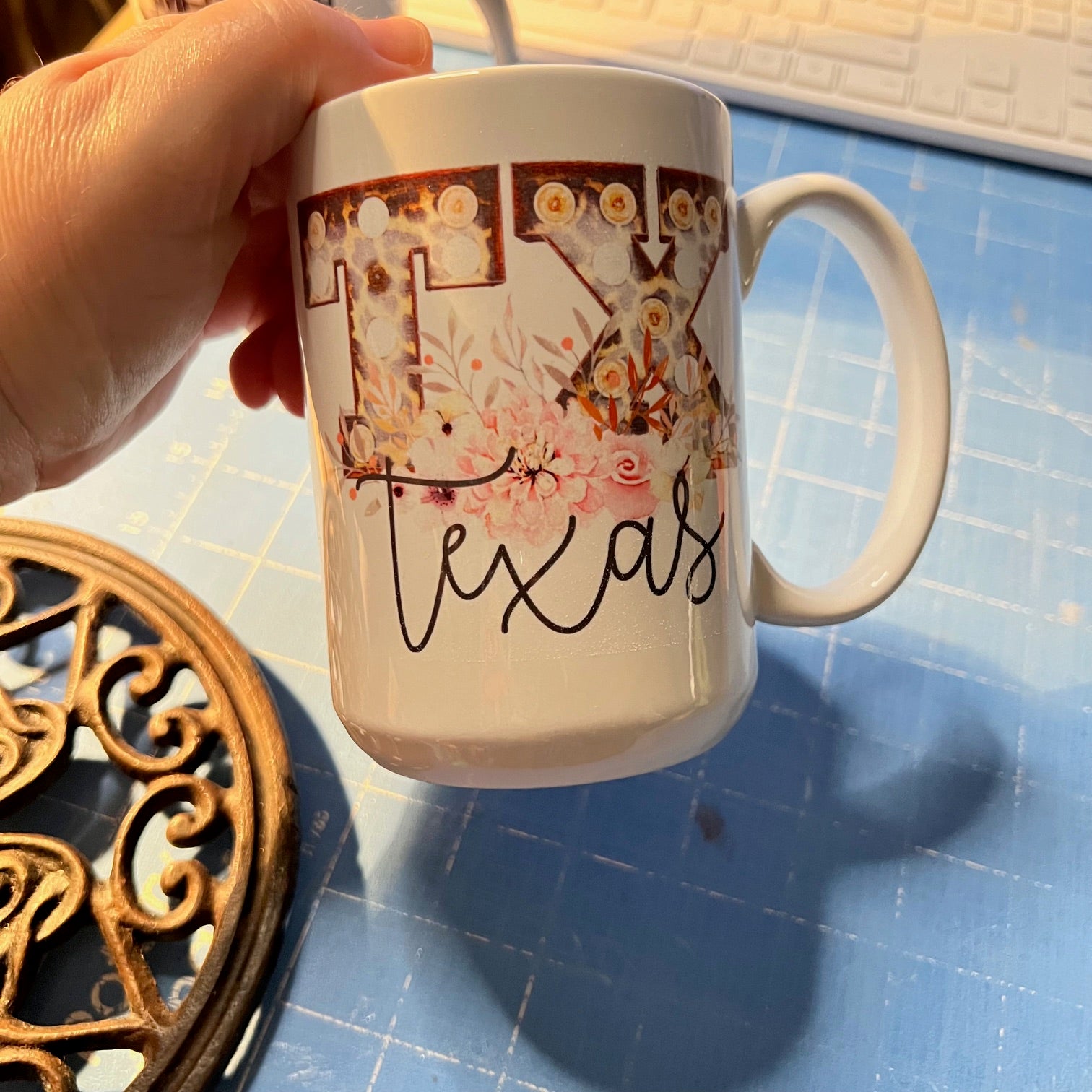 Boho State Texas Coffee 15oz Flower Mug CedarHill Country Market