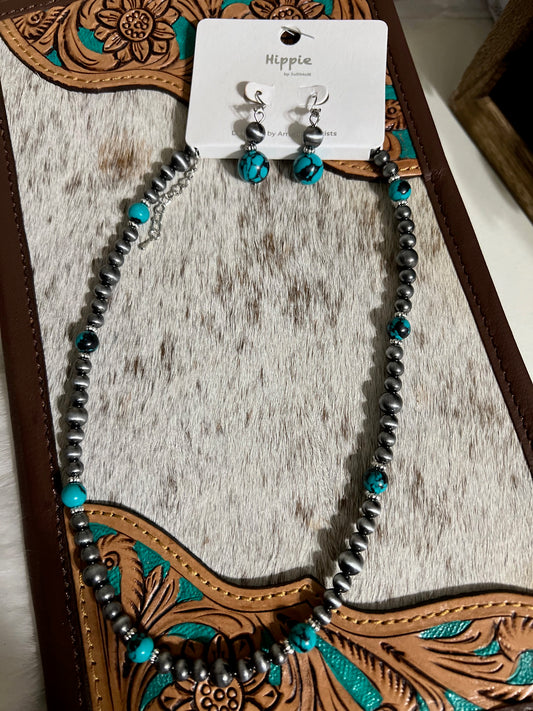 Double Layer Navajos & Turquoise Necklace Cedar Hill Country Market