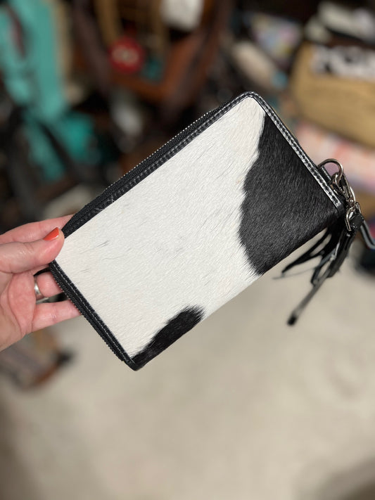 Black and White Cowhide Wallet Wristlet Cedar Hill Country Market