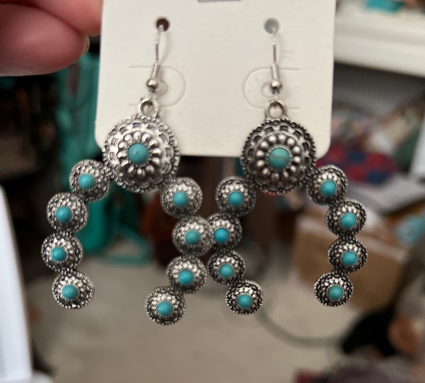 Silver Concho Western Earrings