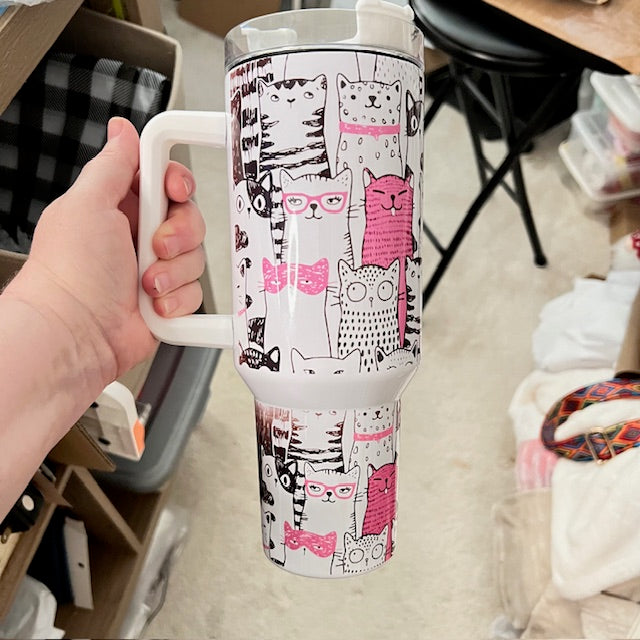 Cat Themed 40 oz. Stainless steel tumbler CedarHill Country Market