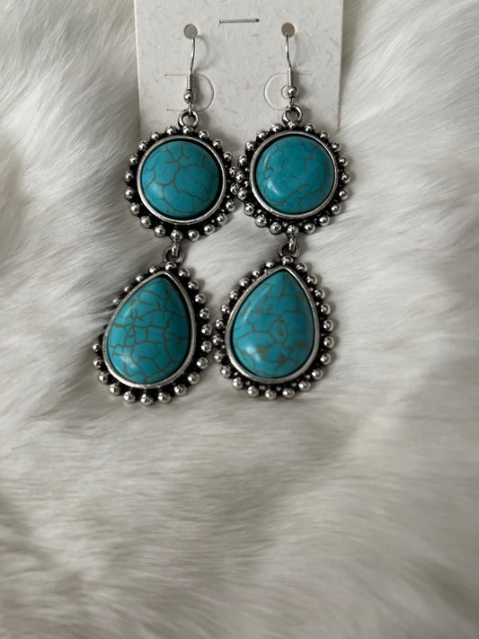 Western Turquoise Teardrop Earrings