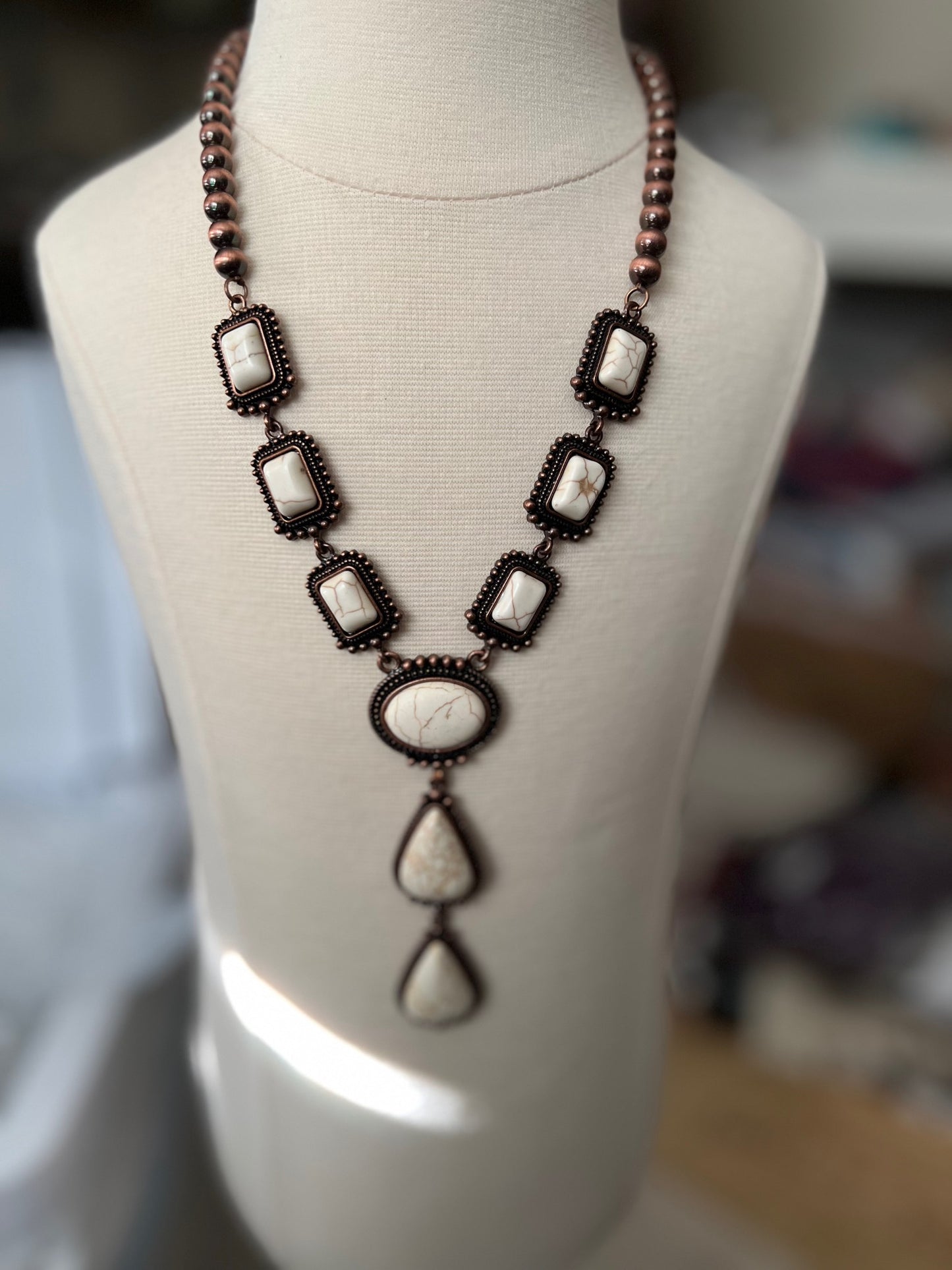 Ivory & Copper Droplet Necklace