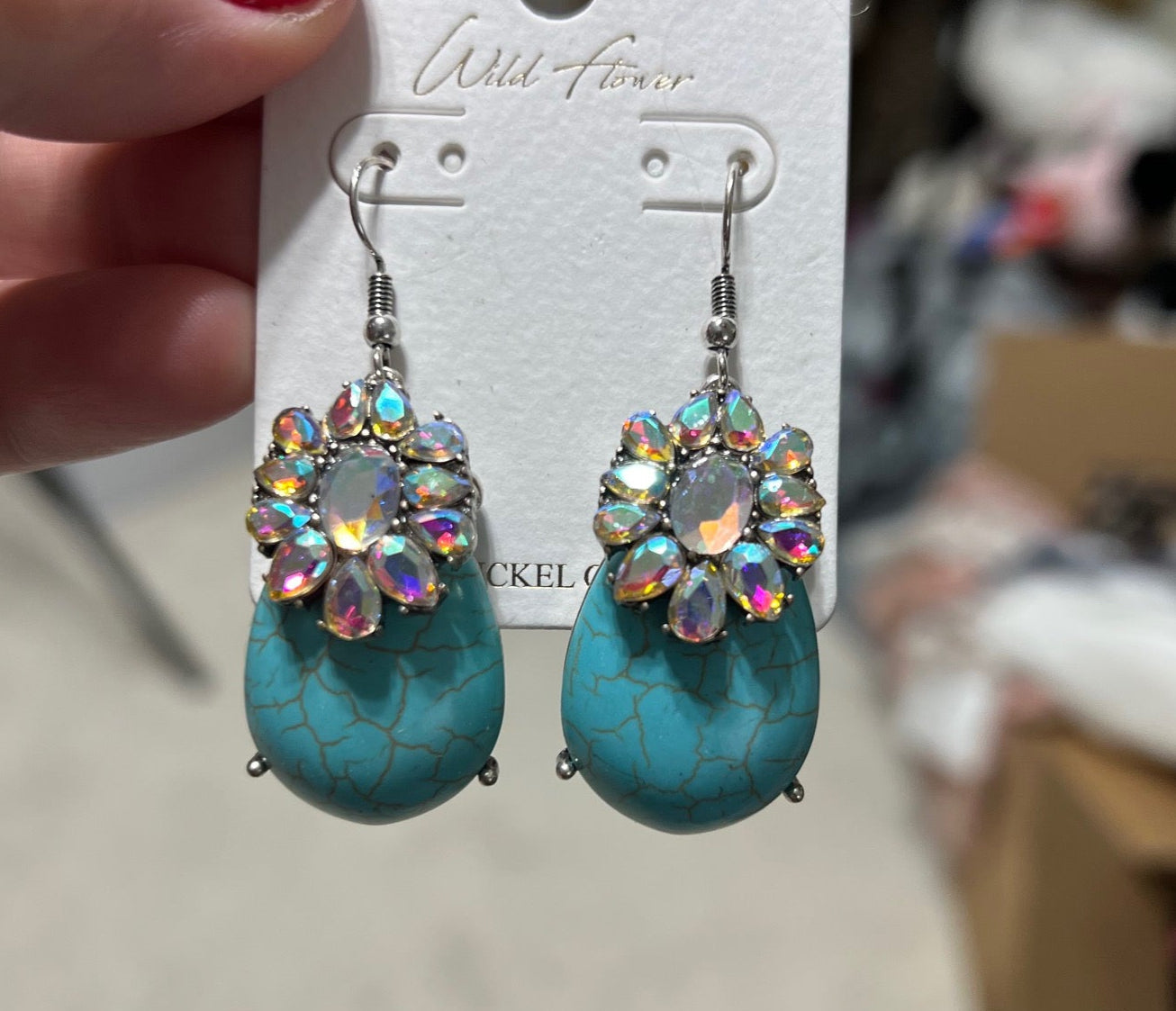 AB Concho Dangle Hook Earrings - Multi Colors