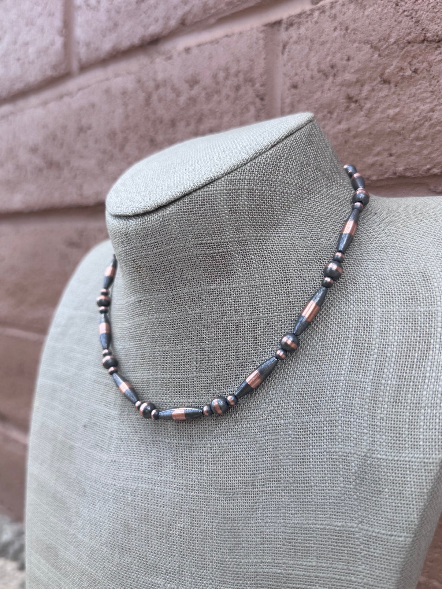 Handcrafted Copper Seed Bead Collection 3-6mm Beaded Necklace 16" Nizhoni Traders LLC