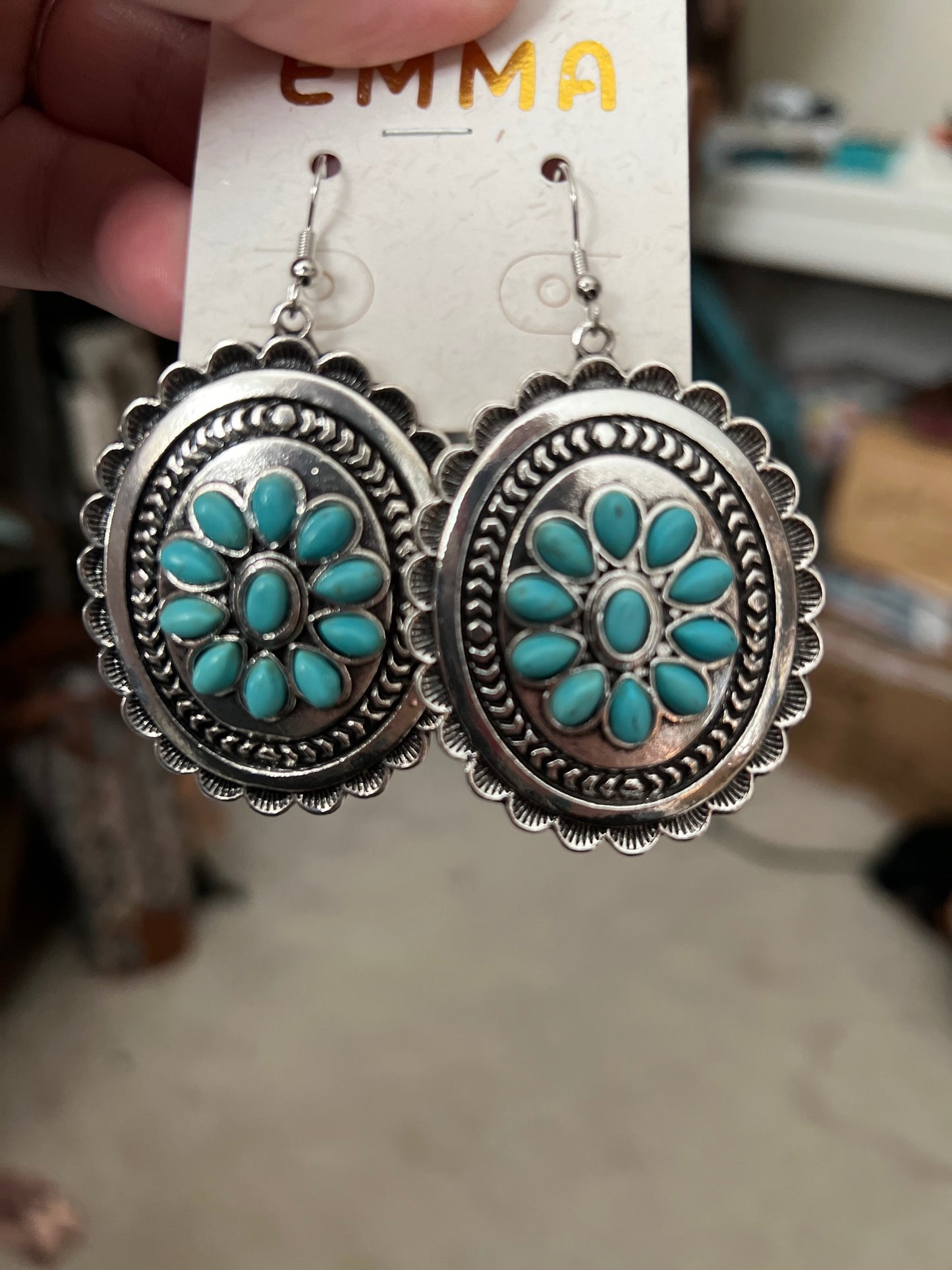 Traditional Western Concho Earrings on Hooks