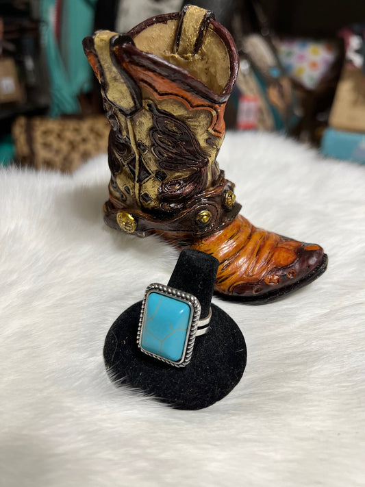 Western Faux Turquoise Fashion Cuff Ring