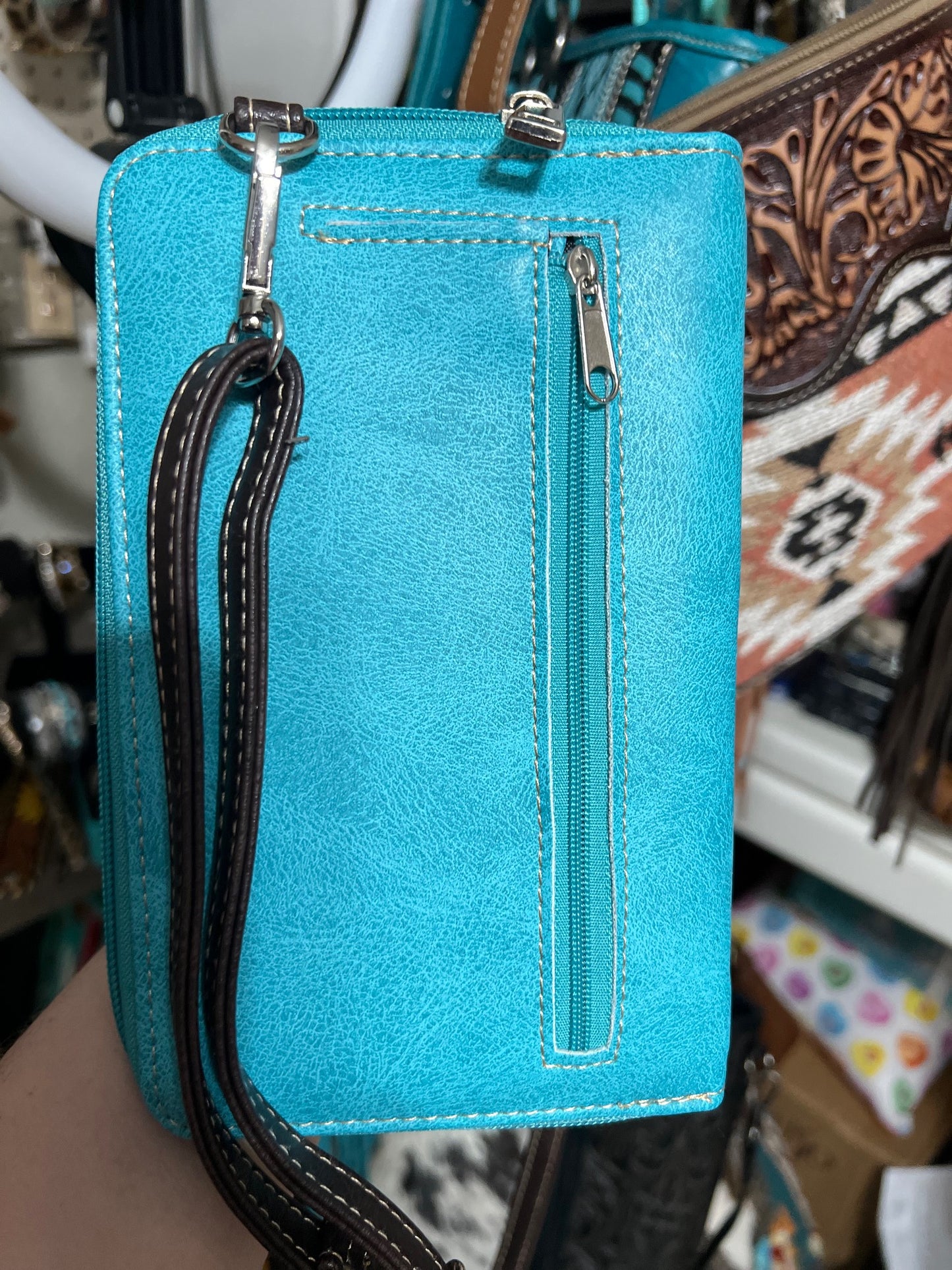 Rodeo Cowgirl Turquoise Bling Phone Wallet Crossbody