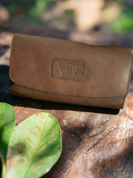 Scout Leather Company  - Dark Brown Genuine Leather Tri Fecta Wallet