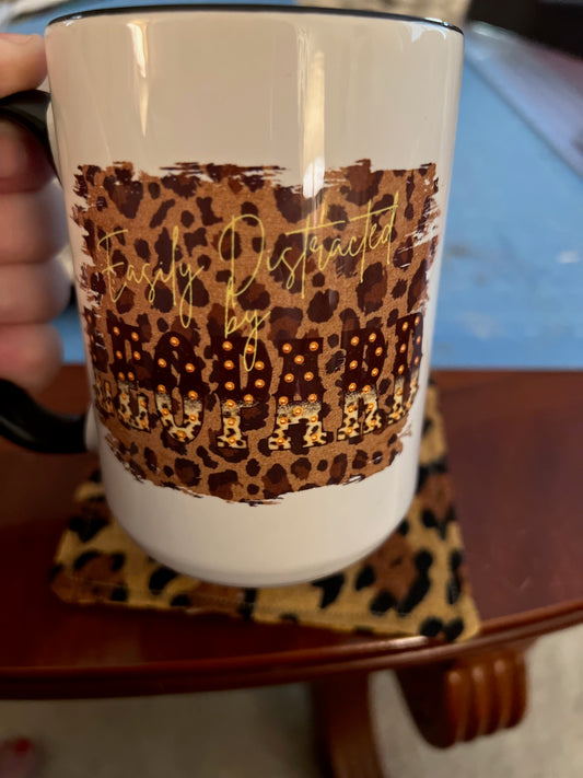 Easily Distracted by Leopard Mug Rug & Mug 15 oz