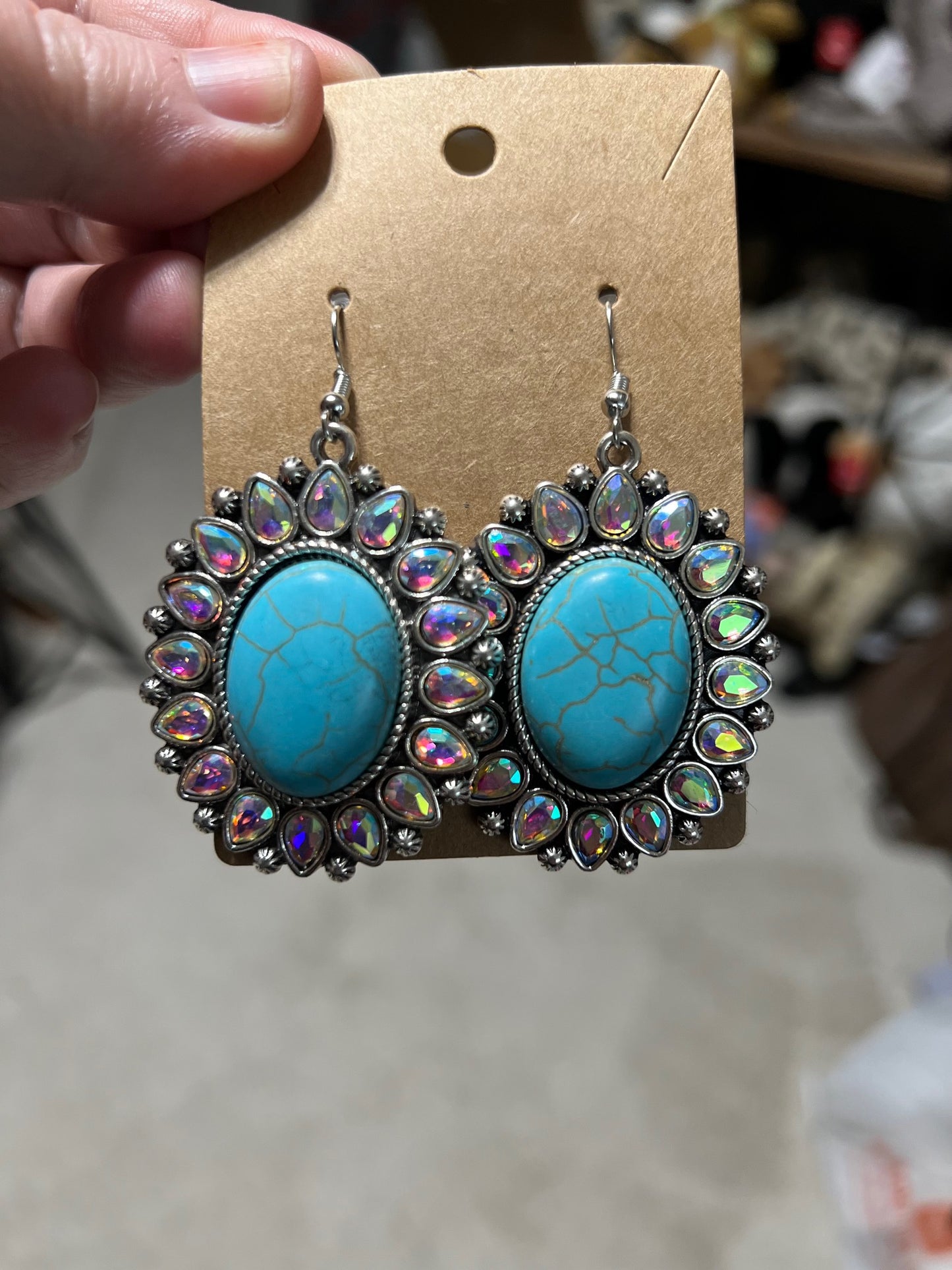 AB Concho Turquoise Earrings on Hooks