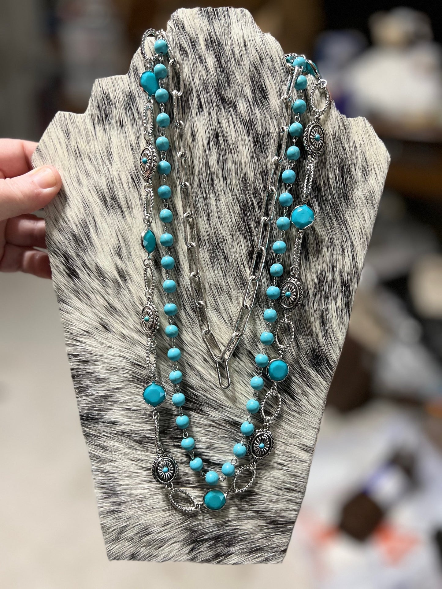 Tri-Level Mini Concho Necklace