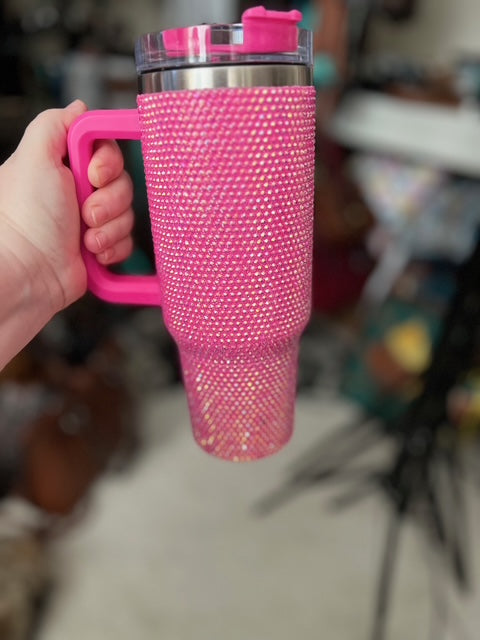 Pink 40 oz Rhinestone Double Insulated Tumbler