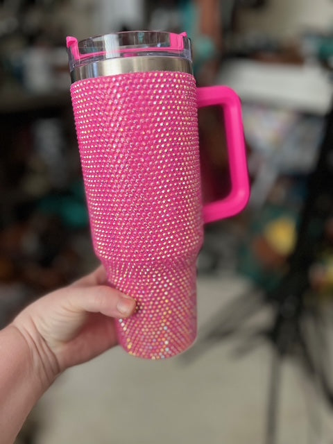 Pink 40 oz Rhinestone Double Insulated Tumbler