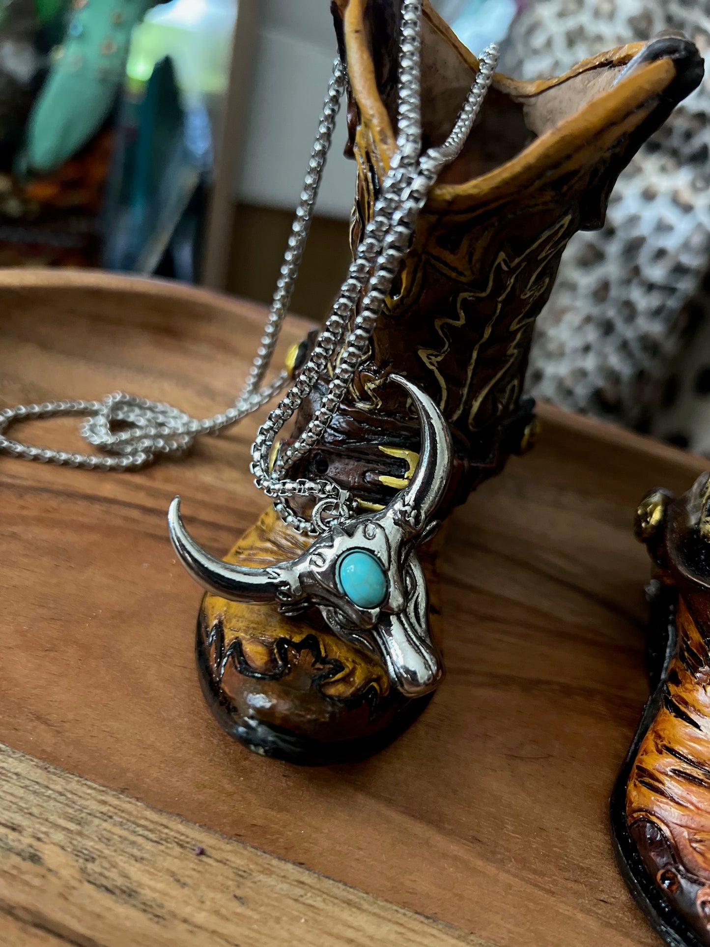 Bull and Deer Sterling Silver & Turquoise Pendants