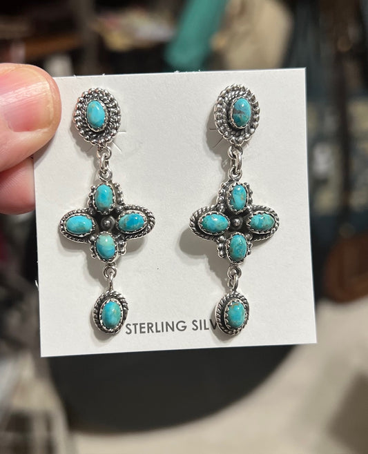 HADA Collection Sterling Silver Kingman Genuine Turquoise Earrings