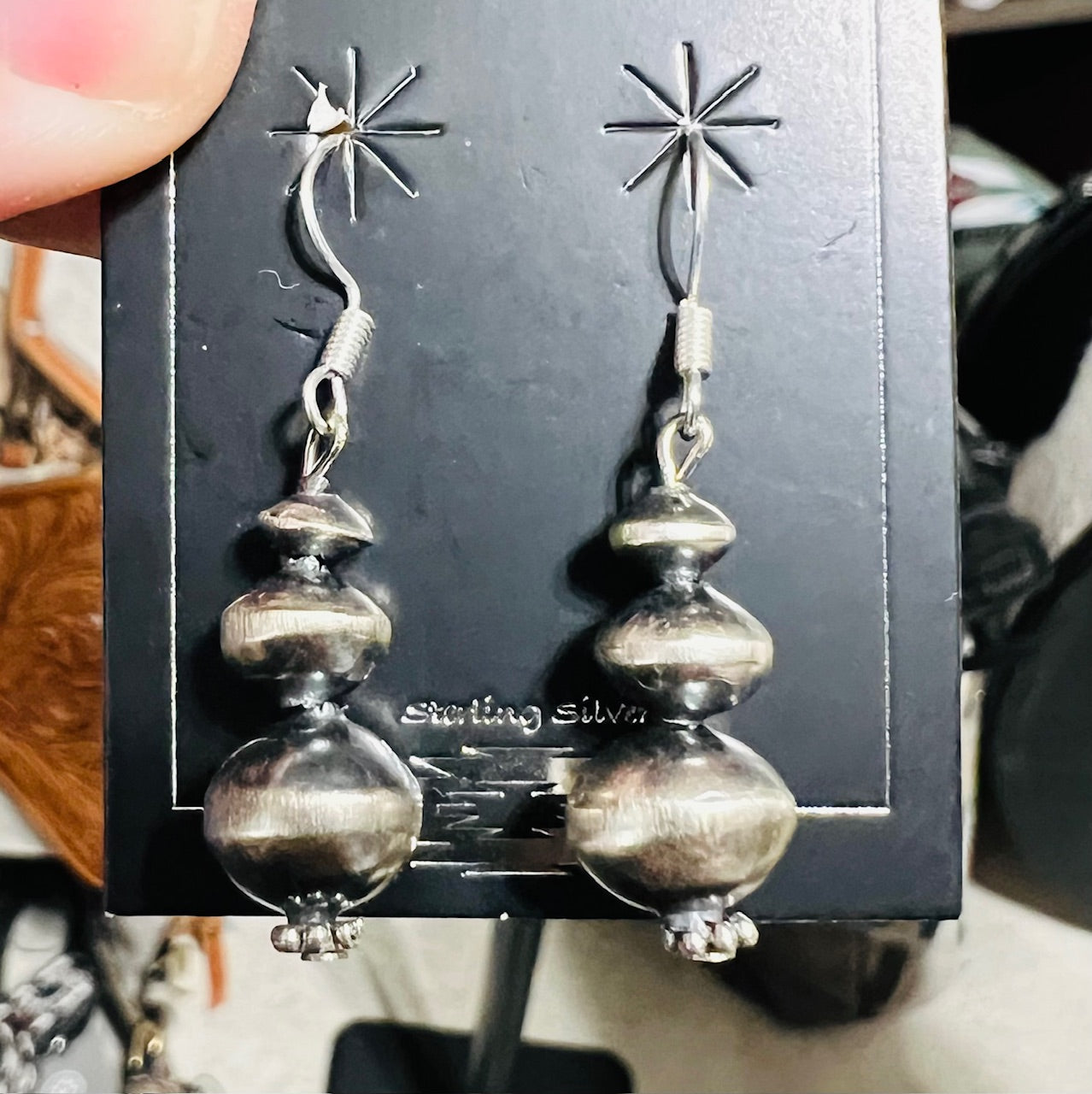 Artist  - Jim Treva Navajo Handmade Sterling Silver Pearl Earrings