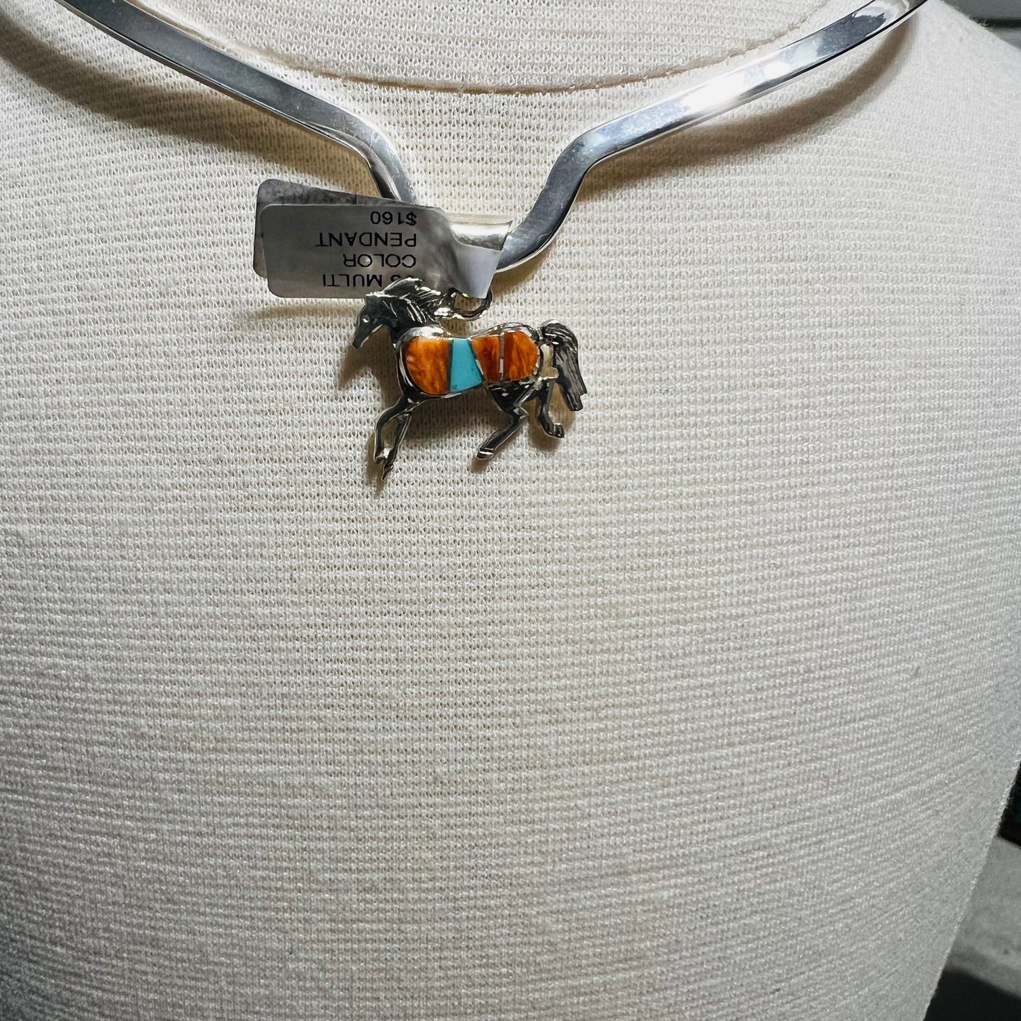 Artist - Laura Lincoln/Navajo Handmade Multi Color Horse Pendant