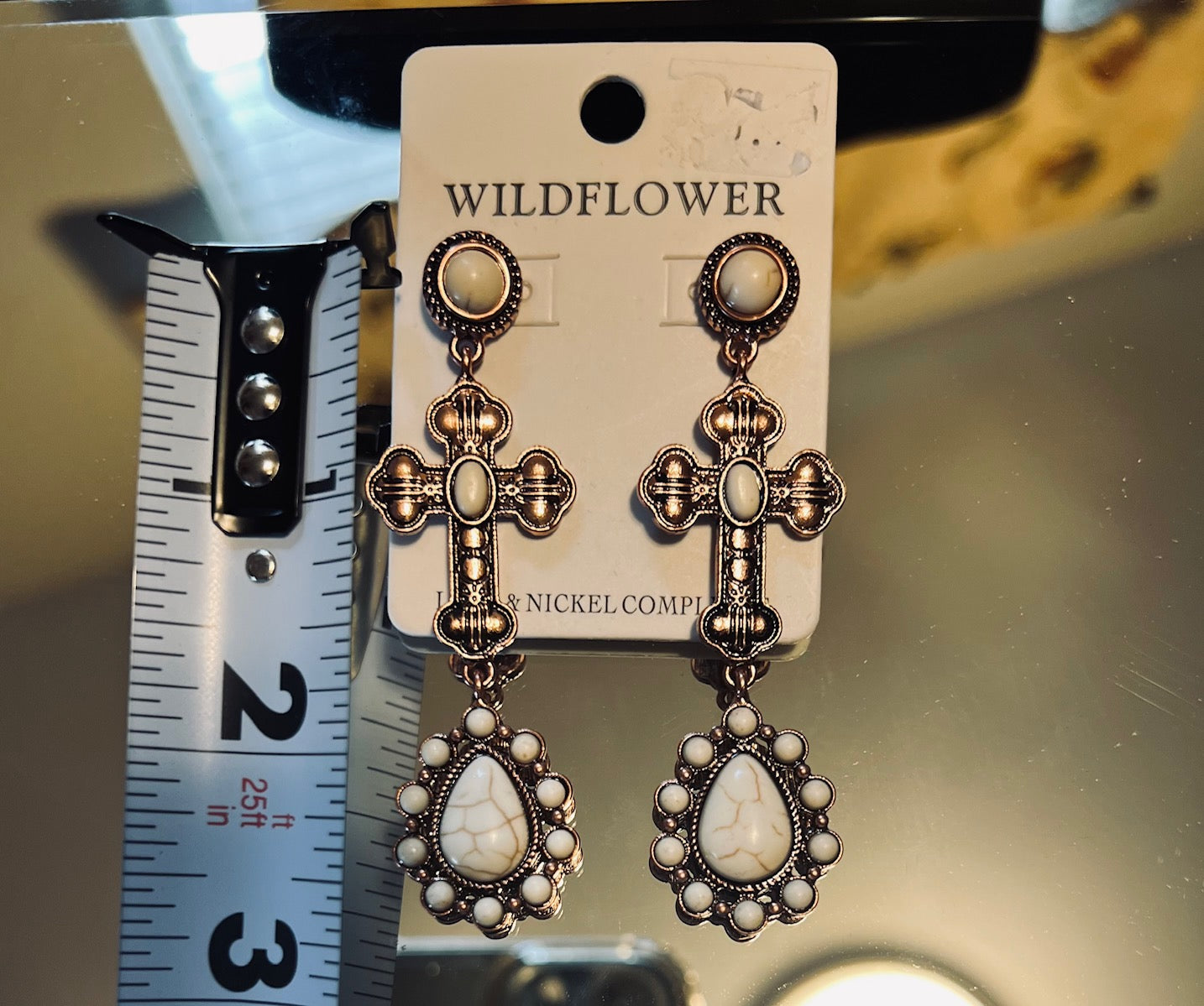 Cross and Concho studded Western Themed Earrings Cedar Hill Country Market