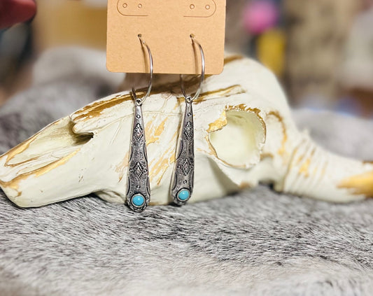 Trail Dust Aztec & Turquoise Metal Earrings
